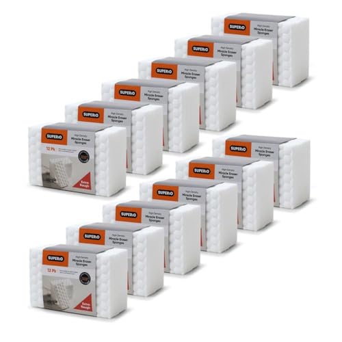 Image of Superio High-Density Miracle Eraser Sponges - 144 Count - Powerful, Long-Lasting Scrubbers for Stubborn Dirt