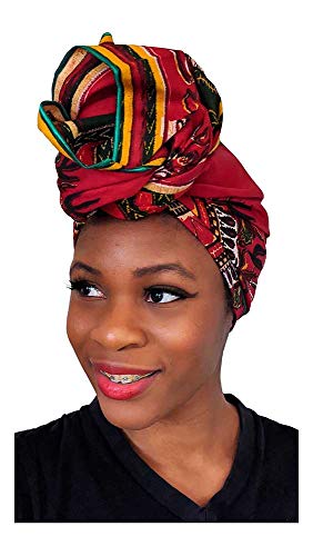 Dupsie's Red Dashiki African Print Multicolor Head wrap