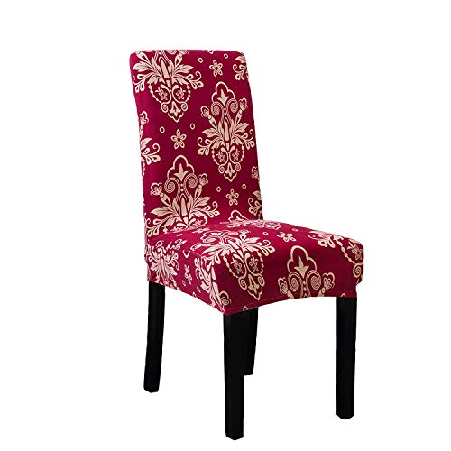Subcluster 6 Pcs/Set Soft Stretchable Dining Chair Covers With Printed Floral Patterns,Spandex Banquet Chair Seat Protector Slipcovers For Holiday Home Party, Hotel, Wedding Ceremony (Style 8) #TOP2