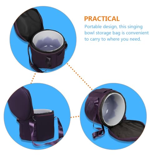 Bolsa de Carga para Cuencos Cantores de Cristal con Cremallera y Asa Morada de Poliéster y Algodón Resistente para Viajes miniatura 5