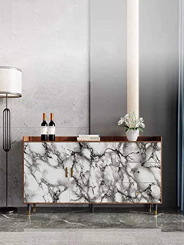 Image of Yancorp White and Black Contact Paper Removable Countertops Black and White Marble Wallpaper Self-Adhesive Peel and Stick Backsplash Vinyl Kitchen(White Black, 11.8 inchx120 inch)