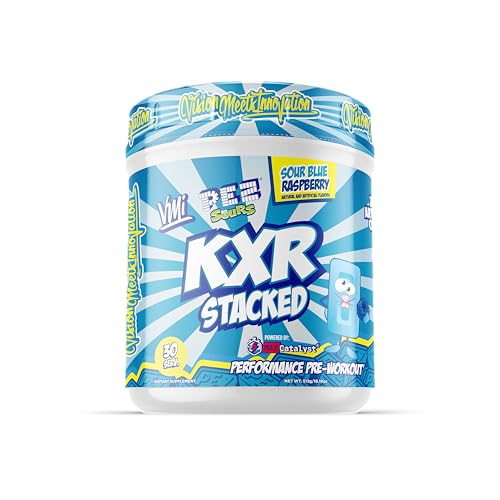 Image of VMI Sports KXR Stacked Essential Pre Workout Powder | Energy - Focus - Power & Pumps | Maximum Absorption Formula | Great Taste for Men & Women (30 Servings, PEZ Sour Blue Raspberry)