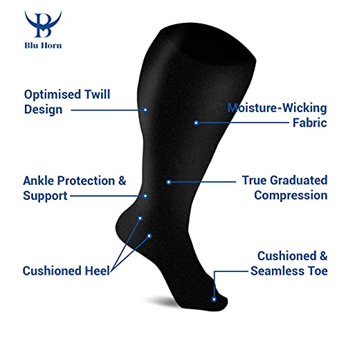 Image of Compression Socks 20-30 mmHg for Women & Men - Knee High Stockings (5X-Large, Black /Beige)
