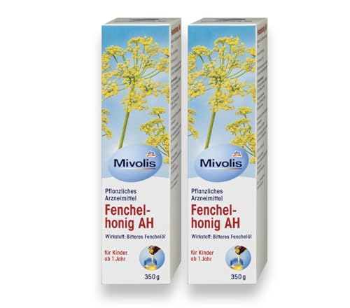 Fenchelhonig AH, 2 x 350 g Sirup gegen Erkältung & Husten - Wirkstoff bitteres Fenchelöl - Hustenlöser für Kinder ab 1 Jahr - Fenchelhonig flüssig von Mivolis