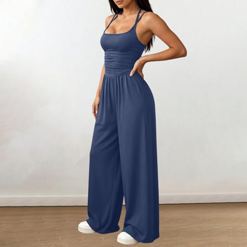 Conjunto de lino para mujer holgado con cintura elástica muy cómoda 3