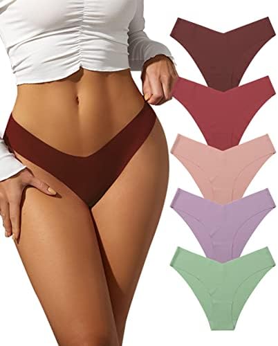BAJAOEY Seamless Cheeky Underwear for Women Soft Stretch Invisibles No Show Bikini Panties for Women Hipster 5 pack S-XL