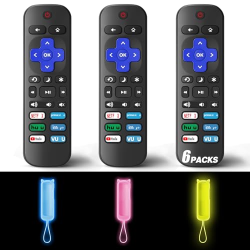 Télécommande Roku universelle lot de 3 avec coque phosphorescente pour TV TCL et Hisense