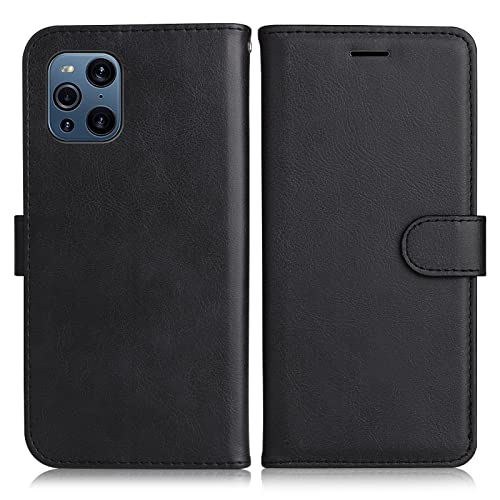 DENDICO Cover per Oppo Find X3 / Oppo Find X3 PRO, Premium Portafoglio PU Custodia in PU Pelle, Flip Libro TPU Bumper Caso per Oppo Find X3 / Oppo Find X3 PRO, Nero