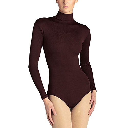 RageIT - Body Justaucorps Manche Longue Col Roulé Noir, Blanc, Marron - Tailles S M L XL - L EU 42-44, Marron Cover