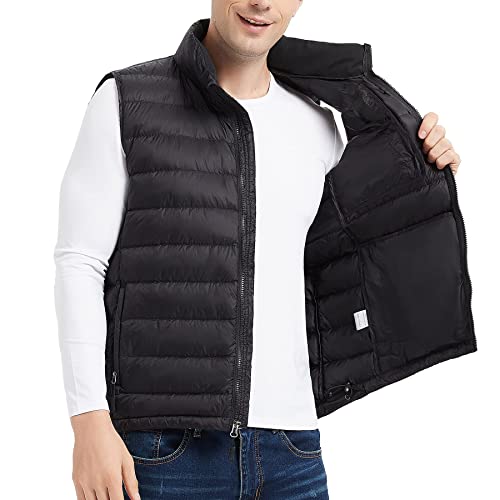 Men's Puffer Vest Lightweight Packable Down Vest Water-Resistant Warm Outdoor Down Puffer Vest For Men Winter, Black Xxxl #TOP3