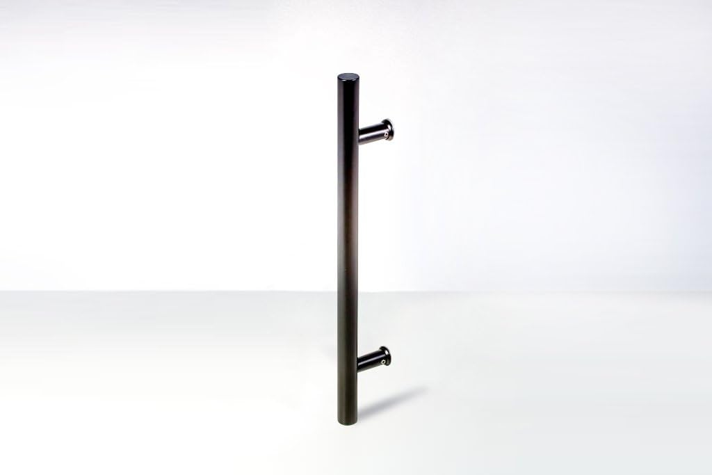 36 Inches Length Stainless Steel Front Door Handle Matte Black Painted Finish, Interior Exterior Door Handle Pull for Modern Home Bedroom Living Room Commercial Store Shop Doors, Round Shaped Bar