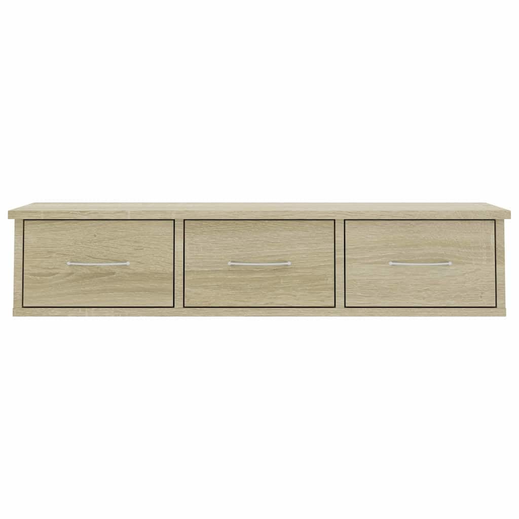 Estantería de pared con 3 cajones, roble Sonoma, madera, 88 x 26
