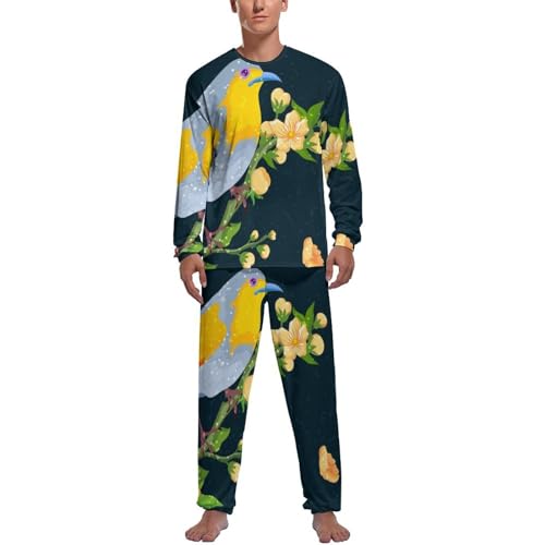 Ensemble de pyjama homme Oiseau Fleur idéal pour vos soirées cocooning