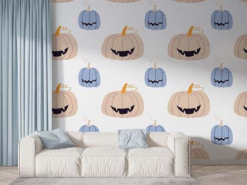 のり付き 壁紙 Halloween カボチャ ウォールステッカー 幾何学的 水彩画 クロス シール式 はがせる DIY 装飾シート 450×300cm 壁 家具用 おしゃれ K-336
