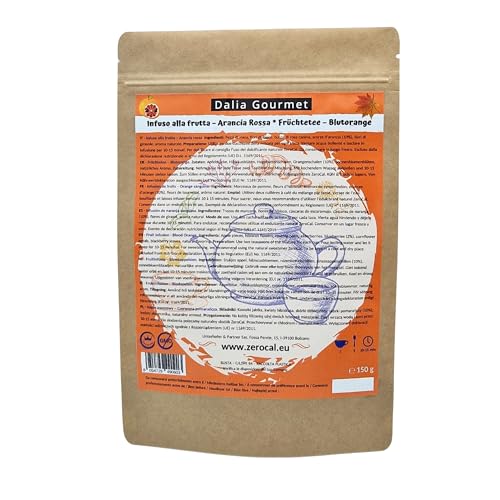 Dalia Gourmet | Infusion de Fruits et Tisane en vrac | Qualité Premium | Sans gluten | Sans lactose | Vegan (Orange Sanguine - 150g)