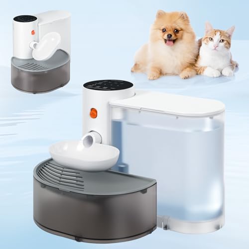 Petrendy Wireless Cat Water Fountain No Filter, Rechargeable Smart Water Fountain for Cats Indoor, 3.5L Large Capacity, Automatic Water Dispenser for Pets Fresh Drinking, Wastewater Separation
