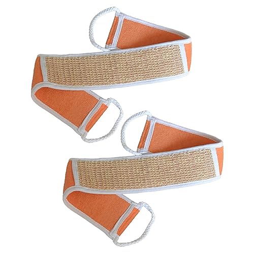 PartyKindom 2pcs Cotton Linen Back Rub Strips for Bath Spa Exfoliating Wash Strap Double-Sided Body Bath Bands