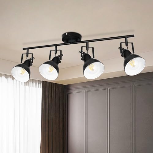 HiBay 4-Light Track Lighting Ceiling - Adjustable Black E26