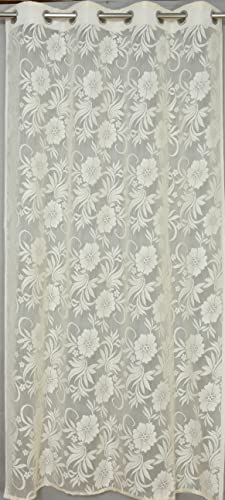 Image of Net Transparent Window Curtain Drapes 5Ft Set of 4 | Sheer Curtain Drapes for Living Room Bedroom Kitchen Balcony | Tissue Light Filtering Panels for Home Office, 4x5 Feet, Offwhite Floral