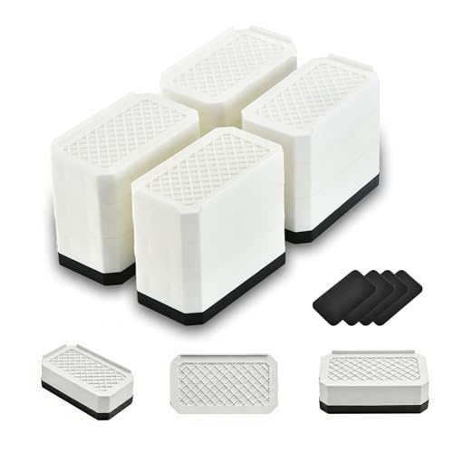 EclatBain Rectangle Bed Risers Furniture Risers Heavy-Duty Rectangular Adjustable Block Lift to 3 inches and 4.3 inches Desk Sofa Chair Legs Support up to 4000 pounds WH-3