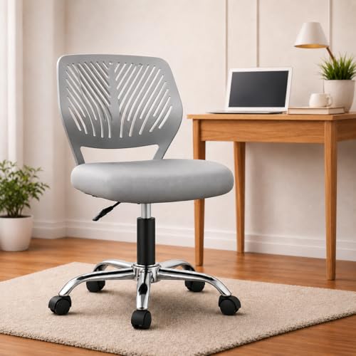 Image of NGFC Mesh Office Chair, Black, Task Chair with Padded Seat, Adjustable Backrest, Swivel Base, Classic Style, Armless Desk Chair for Office, Home, 69x44x44 cm