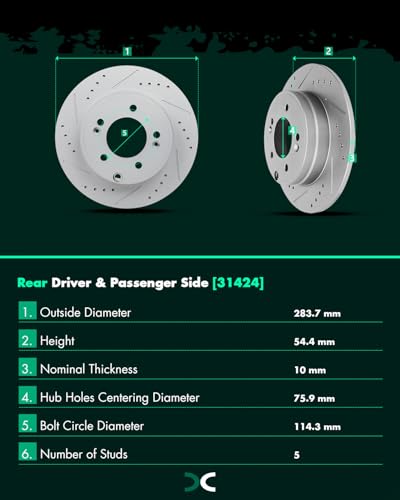 Image of SCITOO Rear 11.17 inch Brake Pads and Rotors Kits Brakes Kits:31424;D1445-8428