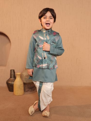 Image of AJ DEZINES Kids Ethnic Wear Kurta Waistcoat and Dhoti Pant for Boys