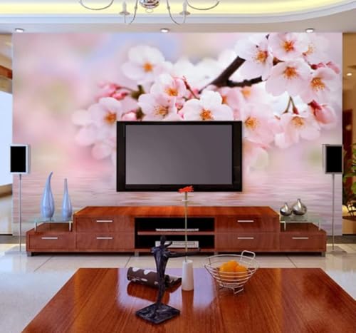 Papier peint 3D XLMING pour agrandir une salle à manger avec un décor fleur de pêcher rose