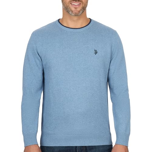 U.S. Polo - Suéter de cuello redondo para hombre, Seaway Heather, X-Large
