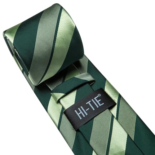 Image of Hi-Tie 70 inches Ties for Men Silk Extra Long Necktie and Pocket Square Cufflinks Set Men Big and Tall Tie Business
