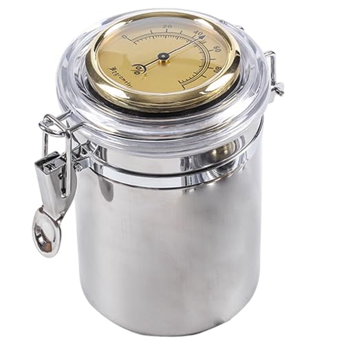 Veesper Jar de Tabac étanche à air en Acier Inoxydable avec hygromètre et humidificateur...