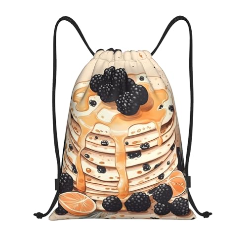 Drawstring Bag Lightweight Small Gym Bag for Women Dessert Pattern Soccer Backpack for Sports Travel