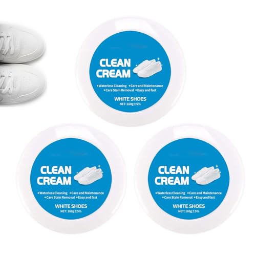 White Shoes Cleaning Cream, White Shoe Cleaner and Sneaker Cleaner, Shoe Cleaner Clean Cream, Quick Stain Remover for White Sneakers and Leather, No Washing, 3pc, One Size