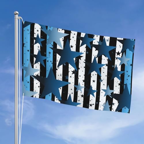 Drapeau à rayures bleues et blanches et étoiles bannière décoration murale intérieur - 2