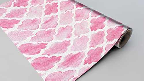 Image of DWELLSINDIA Pink Moroccan Pattern Wallpaper for Living Room | Self Adhesive Peel & Stick, Thick Textured Premium Paper | Waterproof, Scratch Resistant | Bedroom & Dining Room | 41 x 244 cm