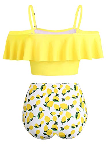 Kaei&Shi High Waisted Flounce Bikini Set,Tummy Control Swimsuits for Women,Off Shoulder2