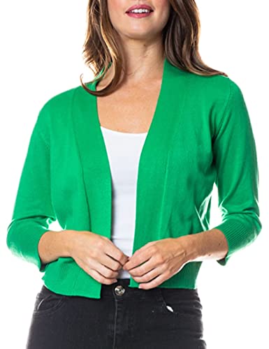 Image of Bolero Cropped Cardigans Shrugs for Women - 3 /4 Sleeve Open Front Cover up for Dresses