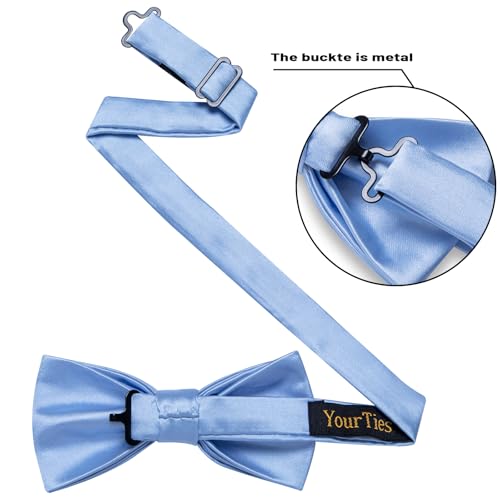 Image of YourTies Bow Ties for Men Pretied Bowties Solid Color Satin Bow Tie Formal Business Tuxedo Wedding Party Prom