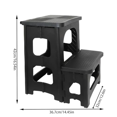 Material de polipropileno en este taburete de escalón negro de dos niveles articulado 3