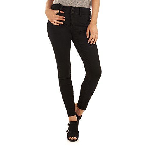 WallFlower Women's Juniors Luscious Curvy Skinny Jeans in Black, 1