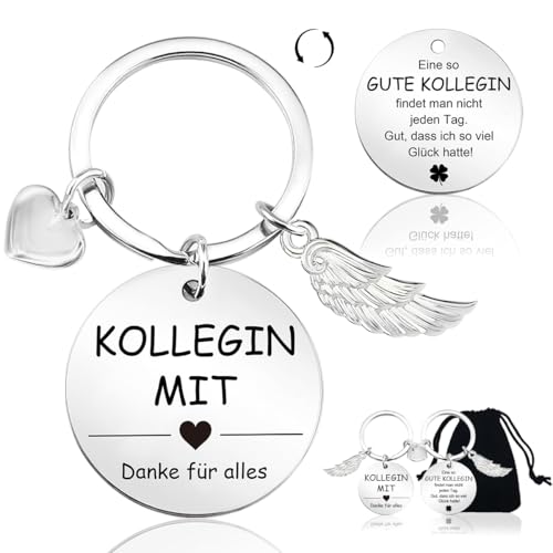 Happirra Beste Kollegin Geschenke, Schlüsselanhänger Schutzengel Glücksbringer, Abschied Lieblingskollegin Abschiedsgeschenk, Danke Geschenke für Arbeitskollegin Geburtstag Jobwechsel Neuer Job Rente