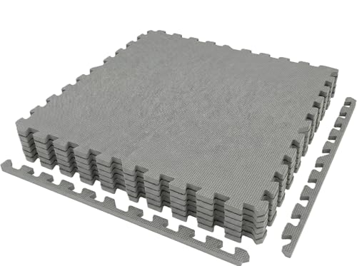 Element Fitness Puzzle Mat Foam Floor Tiles for Home Gym and Baby Play Mat – 0.5” Thick EVA Foam Interlocking Gym Mats, Exercise Mat Flooring for Workout - Grey by Fitness Factory - Used condition - CA$31.35