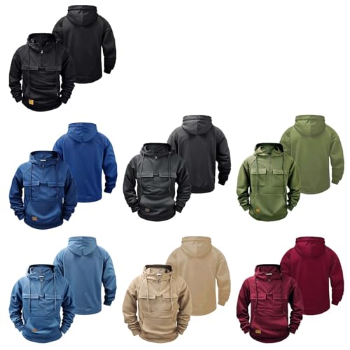 Men's Full Zip Hoodie Long Sleeve Jacket Casual Tops with Pocket Outwear Sport Coat-HeiS||3XL2