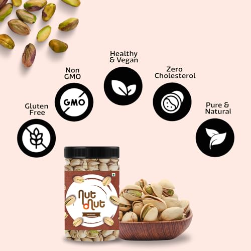 Image of Nut O Nut Dry Fruits American California Roasted & Salted Jumbo Pistachios (Pista) 500gm Jar | Super Crunchy & Delicious Healthy Snack | Immunity Booster | Healthy Snack Option (250 g x 2)