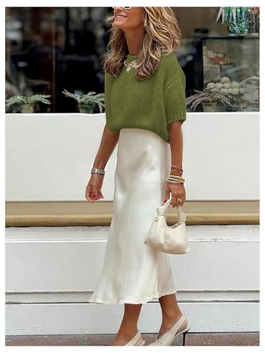 Image of GORGLITTER Women's Puff Short Sleeve Crop Cropped Sweaters Top Cute Outfits | Old Money Outfits Women, Date Night Outfit for Women, Going Out Tops Trendy, Knit Tops Sweater