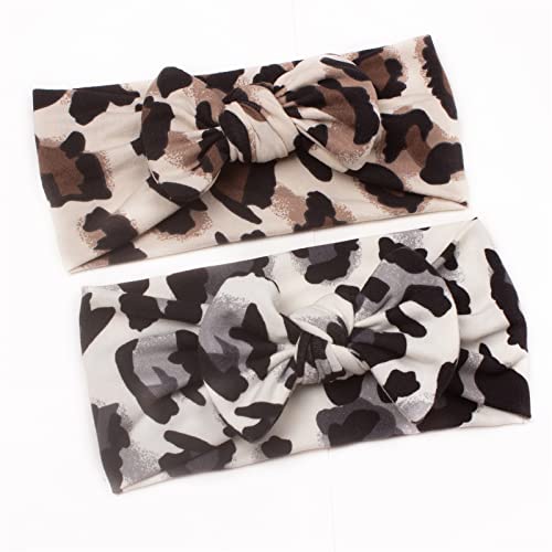 Faixa de cabelo para bebês meninos e meninas com estampa de leopardo laço faixa de cabelo para bebês