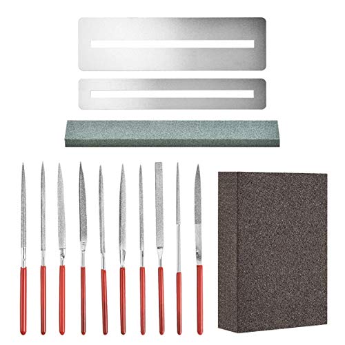 Flat Diamond Grit File Set - Including Frets Nut File Tool/Ukelele Bass Grinding Stone/ Fingerboard Protector/Grinding Sponge, Luthier Repair Maintenance Tools by Esdabem