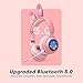 Xmenha Kids Wireless Bluetooth Cat Ear Headphones with Mic, Kawaii Light-up, Noise Cancelling for Kids Teens