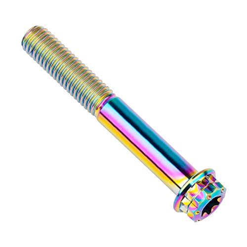 Image of Titanium Flange 12 Point Head M8 x15 20 25 30 35 40 45 50 55 60 65mm Screw Bolt Pack of 4 (M8x55mm, Rainbow)