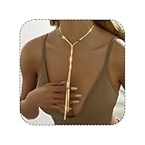 AOREAS Long Lariat Gold Necklace for Women-Statement Y Body Chain,Dainty 14k Gold Plated Drop Chain for Women Trendy Simple Gold Jewelry for Gifts